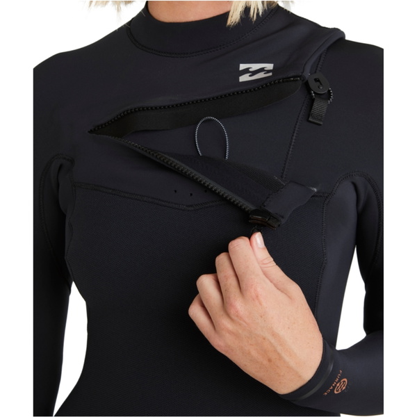 2026 Billabong Dames Furnace Natural 4/3mm Borst Ritssluiting Wetsuit ABJW100215 - Black Tiki